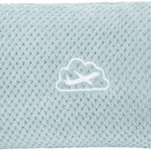 BEDELITE Travel Blanket with Bag, Ultra-Soft Jacquard Fleece Blanket with Luggage Sleeve & Backpack Clip, Airplane Blanket Travel Essentials, Blue
