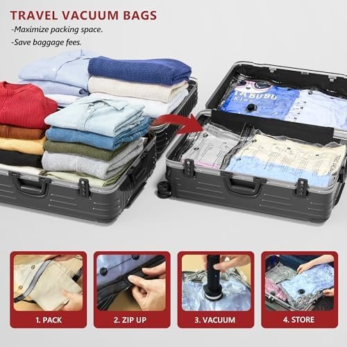 SUOCO 18 Pack Travel Vacuum Bags for Clothing with Rechargeable Electric Pump, Compression Seal Packing Cubes for Luggage Suitcase Backpack, Carry-on Size Space Saver Storage Bags for Vacation Cruise - Image 2