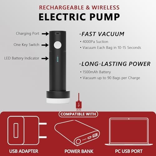 SUOCO 18 Pack Travel Vacuum Bags for Clothing with Rechargeable Electric Pump, Compression Seal Packing Cubes for Luggage Suitcase Backpack, Carry-on Size Space Saver Storage Bags for Vacation Cruise - Image 4