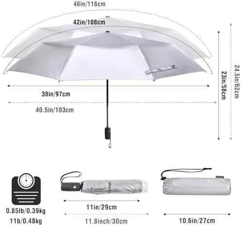 G4Free UPF 50+ UV Protection Large Travel Umbrella 42/46 Inch Auto Open Close Windproof Sun Blocking Umbrella - Image 2