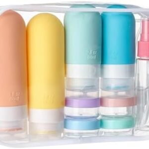 16 Pack Travel Bottles Set - TSA Approved Leak Proof Silicone Squeezable Containers for Toiletries, Conditioner, Shampoo, Lotion & Body Wash Accessories (White)