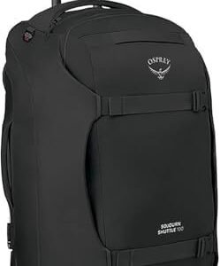Osprey Sojourn Shuttle 30"/100L Wheeled Duffel Luggage – Rugged, High-Capacity Travel Bag with Oversized Wheels and Reinforced Frame – Built for Long-Haul Travel and Gear Protection, Black
