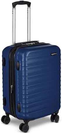 Amazon Basics 21" Hardside Carry-On Luggage, Hardshell Suitcase With Wheels, Expandable For Up to 25% More Space, With Scratch-Resistant Surface, Four Multi-directional Wheels, Navy Blue