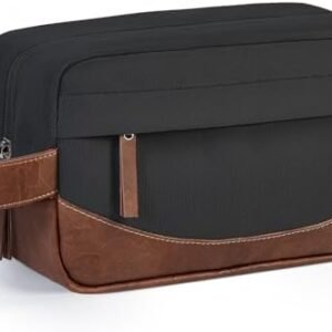 Travel Toiletry Bag for Men, Hanging Toiletry Organizer, Water Resistant Shaving Kit with Large Capacity for Travel Accessories (Black, Medium)