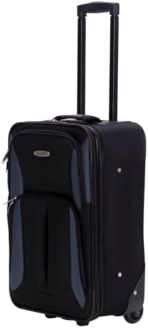Rockland Fashion Softside Upright Luggage Set, Black/Gray, 2-Piece (14/19) - Image 6