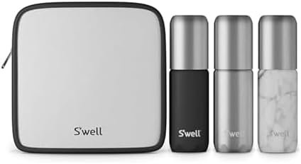 S'well 3.4oz Travel Bottle Set, Includes 3 Lightweight and Recyclable Aluminum Bottles, Leakproof Pumps For Shampoo, Conditioner, Body Wash, Lotions, Sanitizers, and More, TSA Carry On Approved