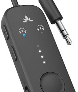 Avantree Relay - Premium Airplane Bluetooth Adapter with Advanced Qualcomm Chipset, 2 Headphones Support, 25hrs Play Time, aptX Adaptive & HD Audio Transmitter for Airpods, Bose & Travel Flight