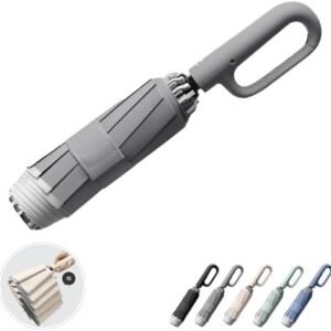 Ring Buckle Umbrella, Reflective Safety Strip, Sturdy Windproof, Reverse Automatic Umbrella, Ring Buckle Fully Automatic Umbrella, Travel Portable, Compact Folding Travel Umbrella (Gray)