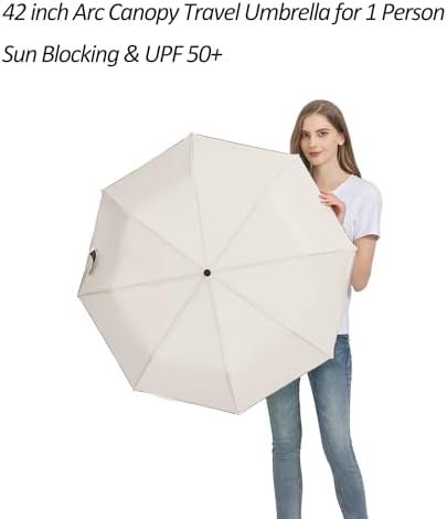 BAODINI Small UV Protection Travel Umbrella Compact for Rain and Sun UPF 50+ 41 inch Portable Umbrella for Women and Men - Image 8