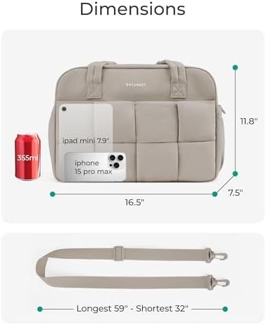 BAGSMART Gym Bag for Women, Small Personal Item Travel Bag Puffy Duffle Bag, Weekender Overnight Bag Hospital Diaper Bag Carry On Tote Bag for Travel, Gym, Camel - Image 3