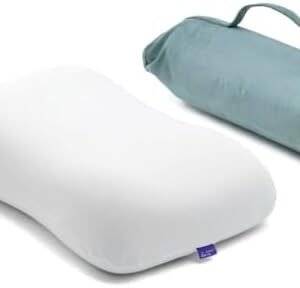 Cushion Lab Travel Deep Sleep Pillow – Compact Memory Foam Neck Pillow for Sleeping, Portable Pillow for Hotels, Camping, Side & Back Sleepers, On-The-Go – Wellness Green
