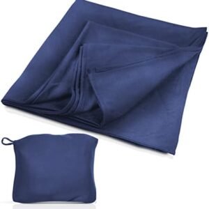 Cloudz Super Soft Jersey Airplane Travel Blanket for Your Flight, Car, Camping, Home or Comforting Warmth Anywhere! Large in Size at 50"x 50" and Includes a Bag! - Blue