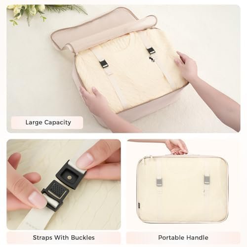 BAGAIL 8 Set Packing Cubes Luggage Packing Organizers for Travel Accessories-Cream - Image 6