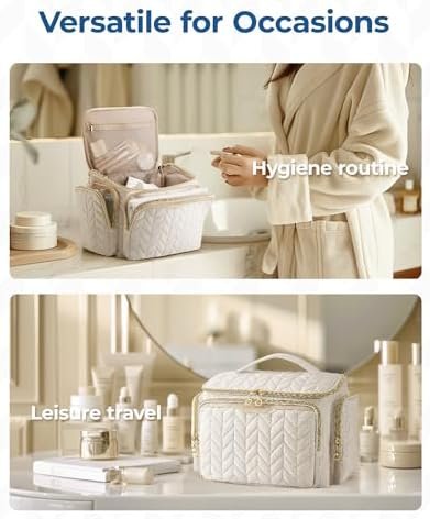 BAGSMART Travel Toiletry Bag, Large Wide-open Travel Bag for Toiletries, Makeup Cosmetic Travel Bag with Handle-Black - Image 7