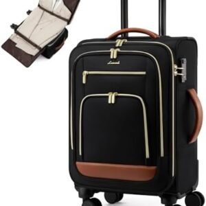 LOVEVOOK Carry on Luggage 22x14x9 Airline Approved, 22 Inch Large Rolling Suitcase with Garment Bag, Spinner Wheels & TSA Lock, 49L Softside Lightweight Underseat Carry-on Luggage for Men Women Travel