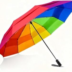Lejorain Travel Umbrella Compact - Automatic Folding Rain Umbrella 10 Ribs Durable Windproof Double Canopy For Women/Men