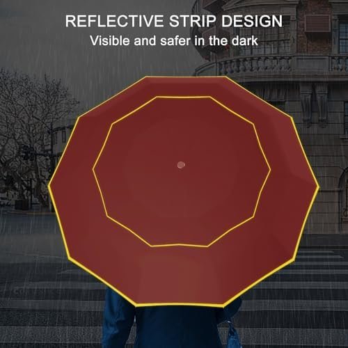 Satol Extra Large Golf Umbrella, 46/54/62 Inch Windproof 10 Ribs Vented Double Canopy Reflective Strips Automatic Open/Close Waterproof UV Protection Portable Compact Umbrella for Outdoor & Travel - Image 9