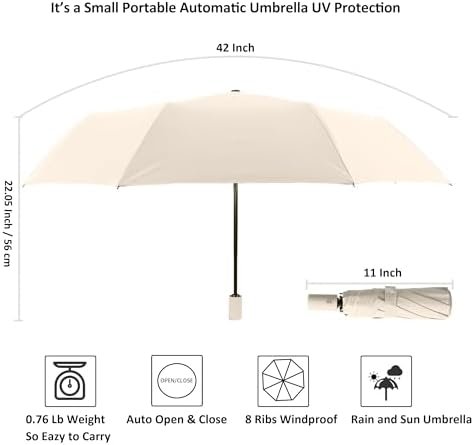 BAODINI Small UV Protection Travel Umbrella Compact for Rain and Sun UPF 50+ 41 inch Portable Umbrella for Women and Men - Image 6