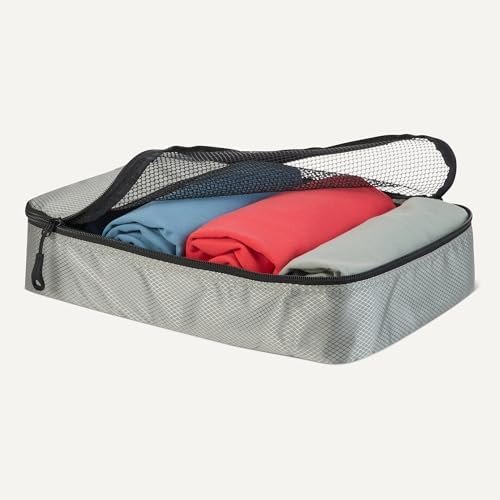 Amazon Essentials 4-Piece Packing Cubes Travel Accessories Set, Luggage Organizer with Double Zipper, Mesh Top, 100% Polyester, Small/Medium/Large/Slim, Gray (Previously Amazon Basics) - Image 3
