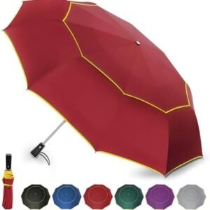 Satol Extra Large Golf Umbrella, 46/54/62 Inch Windproof 10 Ribs Vented Double Canopy Reflective Strips Automatic Open/Close Waterproof UV Protection Portable Compact Umbrella for Outdoor & Travel