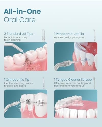 Onlyone Water Dental Flosser Pick for Teeth, 300ML Portable Oral Irrigator, Rechargeable Travel Irrigation Cleaner, Professional Electric Flossing Machine Birthday Gifts for Women,Mom,Girlfriend Pink - Image 5