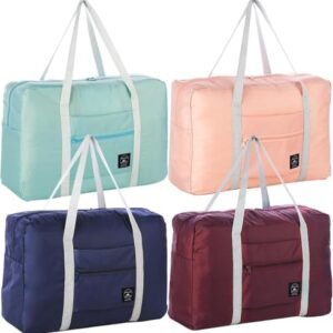 4PCS Foldable Travel Duffel Bag Tote Carry on Luggage Bag Spirit Airlines Personal item Sports Gym Bag Water Resistant Weekender Overnight Bags for Women and Men (Mix Colors)