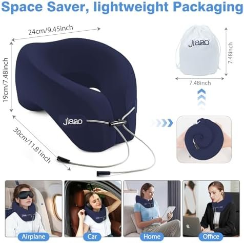 Travel Neck Pillow for Airplanes, Neck Pillow for Traveling,360º Ergonomic Memory Foam Travel Pillow, Soft and Breathable Cover,Portable Pillows for Car, Train or Airport Travel Essentials(Navy) - Image 2