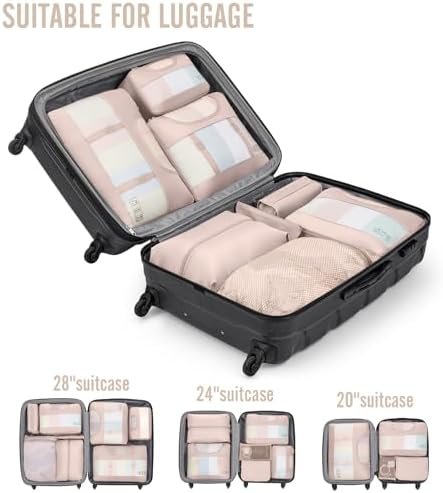 Veken 10 Set Packing Cubes for Travel, Beach Vacation Essentials Accessories for Cruise Ship, Suitcase Organizer Bags for Luggage with Hanging Toiletry & Shoe Bag, Birthday Gifts for Women Mom Her - Image 6