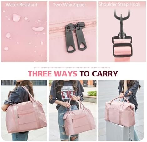 TOPBAG Travel Duffle Bag, Waterproof Weekender Carry On Tote Bags for Women, Sport Gym Bag for Men, Hospital Bag for Labor and Delivery, Overnight Luggage Bag with Trolley Sleeve Coral Pink - Image 6
