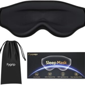 3D Cooling Eye Mask Sleep Mask for Men & Women, 100% Pressure-Free & Light Block-Out Eye Mask for Sleep with Easy Adjustable Strap, Night Eye Cover for Travel, Black