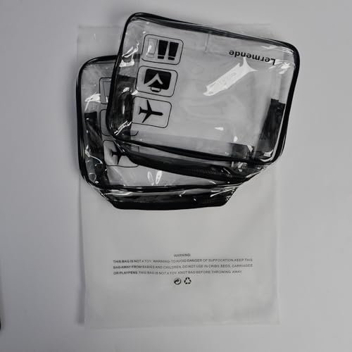 Lermende 2pcs Clear Toiletry Bag TSA Approved Travel Bag,Carry On for Travel,Airport Airline Accessories Compliant Bag,Quart Sized Makeup Cosmetic bag Women Men (Black, 2 Pack) - Image 8