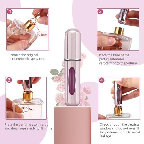 Portable Mini Refillable Perfume Atomizer Bottle, Travel Size Refillable Perfume Refill Bottle - Perfume Atomizer Refillables, Scent Pump Case, Small Perfume Spray 4 Pcs Pack of 5 ml - Image 5