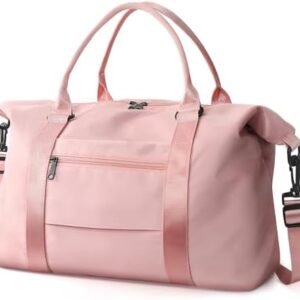 TOPBAG Travel Duffle Bag, Waterproof Weekender Carry On Tote Bags for Women, Sport Gym Bag for Men, Hospital Bag for Labor and Delivery, Overnight Luggage Bag with Trolley Sleeve Coral Pink