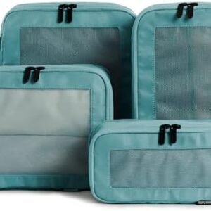 Aerotrunk Compression Packing Cubes for Travel - Luggage Organizer Bags - Double Zipper Packing Cubes for Suitcases (4-Pack, Teal)