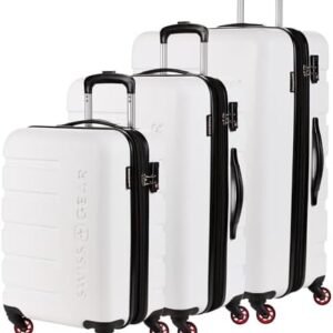SwissGear 7366 Hardside Expandable Luggage with Spinner Wheels, White, 3-Piece Set (19/23/27)