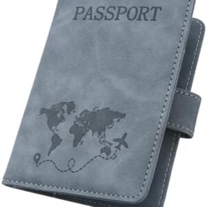 ILIYAH-Passport Cover-Passport Holder Travel Wallet-RFID Blocking Passport Case Travel Accessories Card Holder Wallet Unisex Travel Gifts(Grey)
