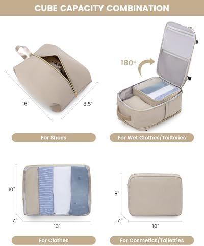 LOVEVOOK Large Travel Backpack for Women, TSA Carry on Backpack for Airplanes, 40L Personal Item Travel Bag for Women fits 17" Laptop,Waterproof Carry on Bag Airplane Approved with 3 Packing Cubes - Image 5