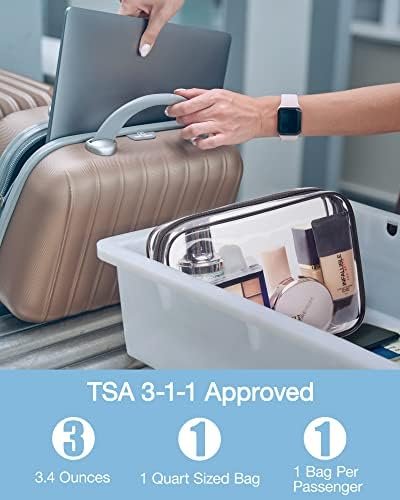 BAGSMART Clear Toiletry Bag, 2 Pack TSA Approved Travel Toiletry Bag Carry on Travel Accessories Bag Airport Airline Quart Size Bags Water Repellent Makeup Cosmetic Bag for Women (Black-2pcs) - Image 3