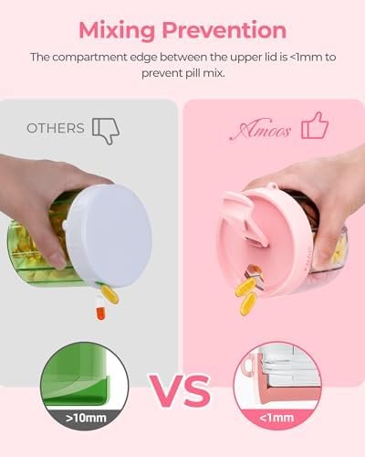 Cute Pill Dispenser with 7 Large Compartments, Portable Pill Bottle Organizer with Wide Opening for Easy Use, Anti-Mix Pill Organizer for Travel, BPA-Free Pill Container, Pink - Image 5