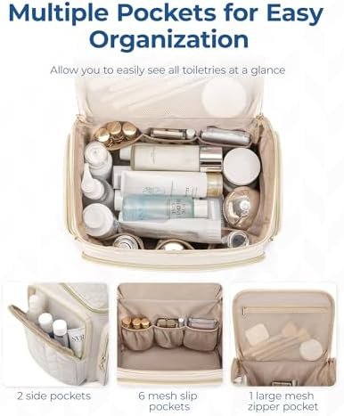 BAGSMART Travel Toiletry Bag, Large Wide-open Travel Bag for Toiletries, Makeup Cosmetic Travel Bag with Handle-Black - Image 4