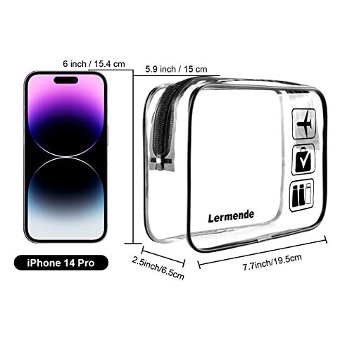 Lermende 2pcs Clear Toiletry Bag TSA Approved Travel Bag,Carry On for Travel,Airport Airline Accessories Compliant Bag,Quart Sized Makeup Cosmetic bag Women Men (Black, 2 Pack) - Image 2