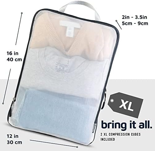 Large Packing Cube Set with See Through Mesh- Compression Packing Cubes Travel Organizers by TRIPPED Travel Gear (White) - Image 5