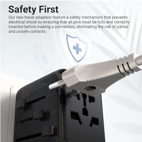 MINIX 100W Universal Travel Adapter with Retractable USB C Cable,GaN III International Power Adapter, Type-C*3 USB-A*1 Ports, AC Outlet, Worldwide Travel Charger for Laptops Tablets Phones Cameras - Image 5