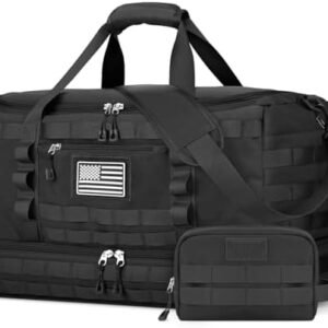 ETRONIK Travel Bag for Men Women, Gym Bag & Tactical Duffle Bags for Travel, Carry on with Toiletry Bag and Shoe Compartment, Weekender Overnight Trip with Wet Pocket for Workout Medical, Black