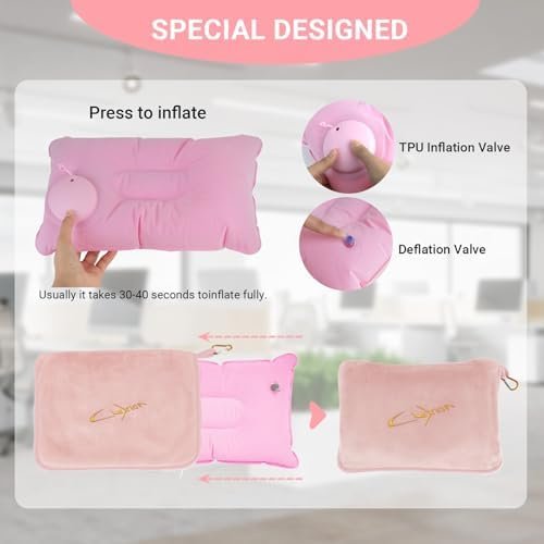 Travel Blanket & Pillow Set, 300 GSM Soft Fleece, 60x43 Inches, 3-in-1 Airplane Blanket, Travel Pillow and Blanket Set, Travel Blanket Airplane Compact with Bag, Travel Essentials, Pink - Image 5