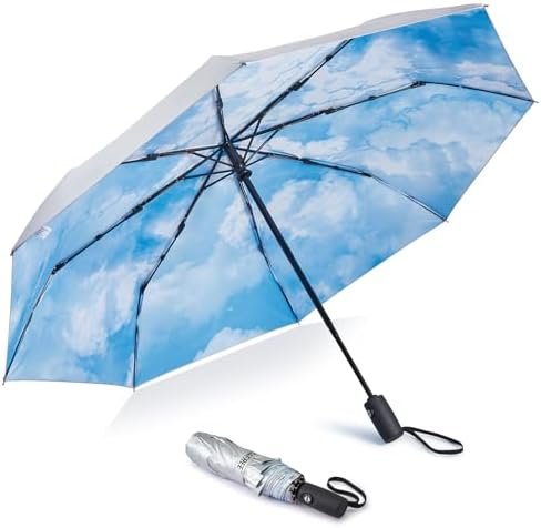 G4Free UPF 50+ UV Protection Large Travel Umbrella 42/46 Inch Auto Open Close Windproof Sun Blocking Umbrella
