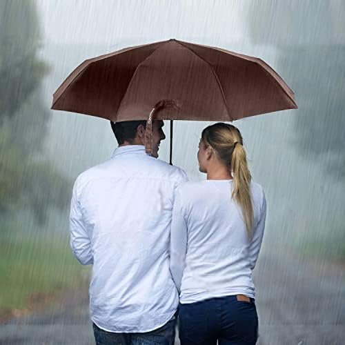 TradMall Travel Umbrella Windproof with 46 Inches Large Canopy 10 Reinforced Fiberglass Ribs Ergonomic Handle Auto Open & Close, Brown - Image 7