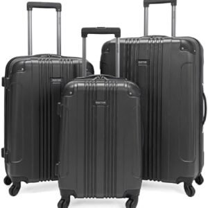 Kenneth Cole REACTION Out of Bounds Lightweight Hardshell 4-Wheel Spinner Luggage, Charcoal, 3-Piece Set (20", 24", & 28")