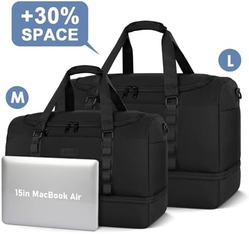 ETRONIK Travel Bag for Men Women, Duffle Bag & Gym Bag with Shoe Compartment, Weekender Overnight Bag with Toiletry Bag, Carry on Bags for Airplane for Travel, Trip, Gym, Yoga, Black - Image 5