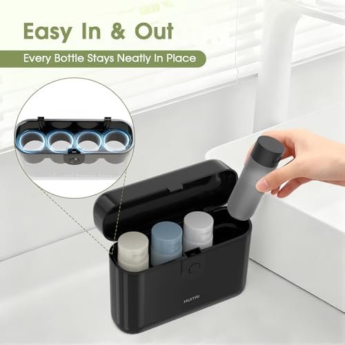 Travel Bottles with Case, 4x2oz TSA Approved, Leak-Proof, Press to Unlock, Compact & Portable Travel Toiletries (Black) - Image 6